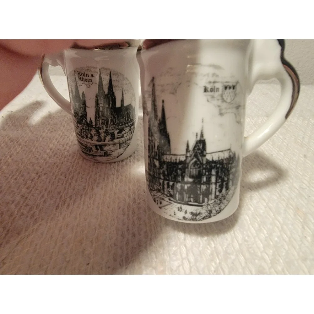 Vintage German Koln Koln A. Rhein Souvenir Stein Shaped Salt Pepper Shakers 2 In